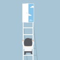 Businessman climbing ladder to the door of freedom Royalty Free Stock Photo