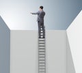 Businessman climbing a ladder to escape from problems Royalty Free Stock Photo