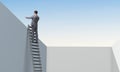 Businessman climbing a ladder to escape from problems Royalty Free Stock Photo