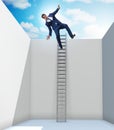 Businessman climbing a ladder to escape from problems Royalty Free Stock Photo