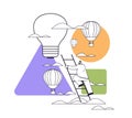 businessman climbing ladder to find lightbuld creative idea inspiration imagination new innovative project opportunity