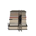 Businessman climbing on ladder to reach top of stack books Royalty Free Stock Photo