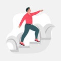 Businessman climbing stairs of success. Business competition, leadership concept. Man climbs career ladder, go to success. Royalty Free Stock Photo