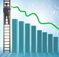 Businessman climbing towards growth in statistics Royalty Free Stock Photo