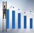 Businessman climbing towards growth in statistics Royalty Free Stock Photo