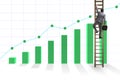 The businessman climbing towards growth in statistics Royalty Free Stock Photo