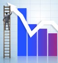 Businessman climbing towards growth in statistics Royalty Free Stock Photo