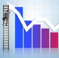 Businessman climbing towards growth in statistics Royalty Free Stock Photo