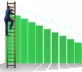 Businessman climbing towards growth in statistics Royalty Free Stock Photo