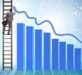 Businessman climbing towards growth in statistics Royalty Free Stock Photo