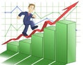 Businessman is climbing up the business graph