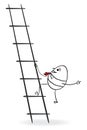 Cartoon businessman climbing up