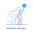 The businessman climbs the career ladder. achievements. execution schedule. Success, growth rates. Line icon