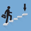Businessman climbs the stairs of success blue background Royalty Free Stock Photo