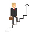 The businessman climbs the stairs Vector up. Career ladder Royalty Free Stock Photo