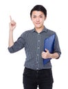 Businessman with clipboard and finger point up Royalty Free Stock Photo