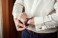 Businessman clock clothes, businessman checking time on his wris Royalty Free Stock Photo
