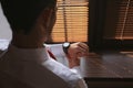 Businessman clock clothes, businessman checking time on his wristwatch. Royalty Free Stock Photo