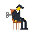 Businessman Clockwork Key. Business toy robot mechanism gear. Vector illustration