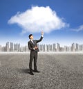 Businessman with cloud computin Royalty Free Stock Photo