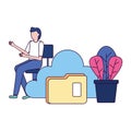 Businessman cloud storage folder Royalty Free Stock Photo