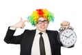 Businessman clown in funny concept isolated Royalty Free Stock Photo