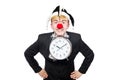 Businessman clown in funny concept isolated Royalty Free Stock Photo