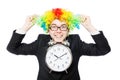 Businessman clown in funny concept isolated Royalty Free Stock Photo