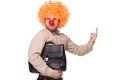 Businessman with clown wig and nose Royalty Free Stock Photo