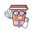 Businessman coffee cup character cartoon