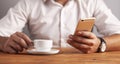 Businessman coffee smartphone