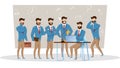 Businessman collection. Bearded charming businessmen in different situation.