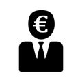 Businessman, collector, economist, euro banker, financial manager icon. Black vector design