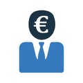 Businessman, collector, economist, euro banker, financial manager icon. Vector design isolated on a white background