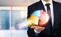 Businessman colorful pie-chart Royalty Free Stock Photo