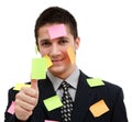 Businessman with colorful post-it Royalty Free Stock Photo