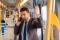 Businessman commuter is traveling Royalty Free Stock Photo