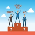 Businessman competition compare with winner has got more EQ than