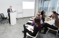 Businessman conducts training for the business team