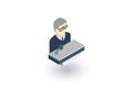 Businessman, conference, presentation, isometric flat icon. 3d vector