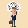 Businessman confuse of thinking and manage. Businessman who has to make a decision. Vector illustration
