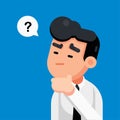 Businessman is confusing and thinking with question marks sign, Vector illustration