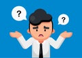 Businessman is confusing and thinking with question marks sign, Vector illustration Royalty Free Stock Photo