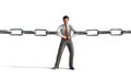 Businessman connecting chain