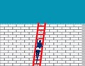 Businessman conquering adversity. Concept business vector illustration, Risk, Climbing, Ladder Royalty Free Stock Photo
