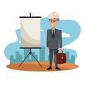 Businessman on construction zone cartoon Royalty Free Stock Photo