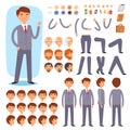 Businessman constructor vector creation of male character with manlike head and face emotions illustration set of mans Royalty Free Stock Photo