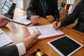 businessman consult lawyer & sign contract agreement. judge gave Royalty Free Stock Photo