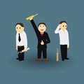 Businessman contest. Successful winner with trophy cup. Character vector illustration Royalty Free Stock Photo