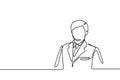 Businessman continuous line drawing portrait of worker employee